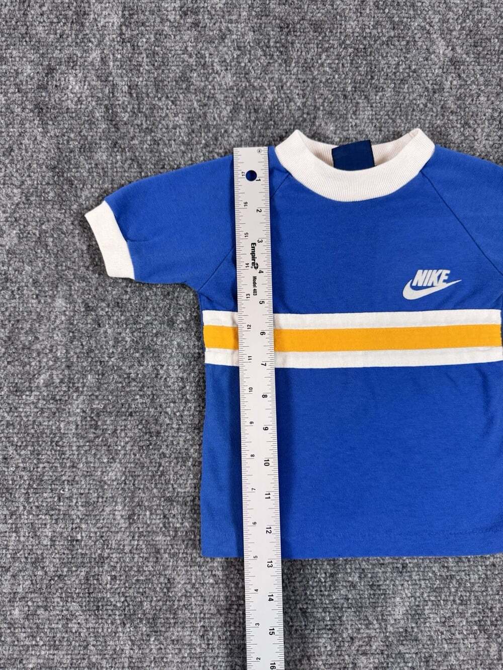 Vintage Nike Single Stitch Short Sleeve Baby Tee Striped Blue Ringer Size M - Picture 5 of 7